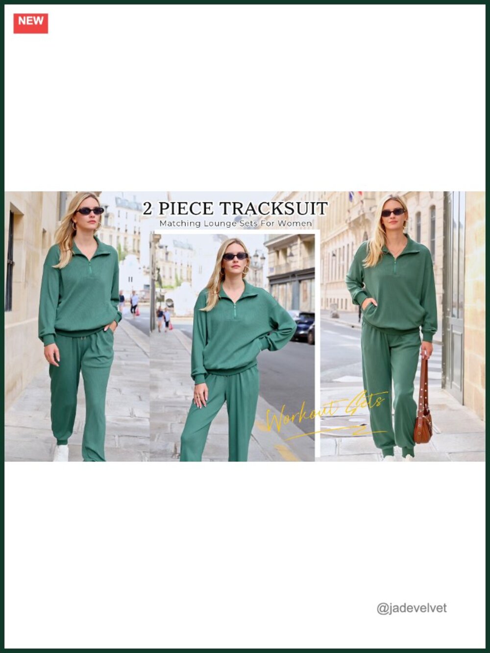 Women's 2 Piece Tracksuit Lounge Set Half Zip Sweatshirt Sweatpants - Picture 6 of 6